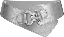 JASGOOD Wide Elastic Stretch Waist Belt Suit 43-48 Inch, F-silver 