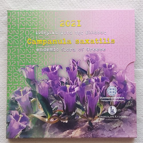 5 euro 2021 GREECE " Campanula Saxatilis " , Silver , Proof/PP, Folder. - Foto 3 di 4