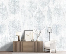 3D Fresh Leaves Hand Drawn Self-adhesive Removeable Wallpaper Wall Mural