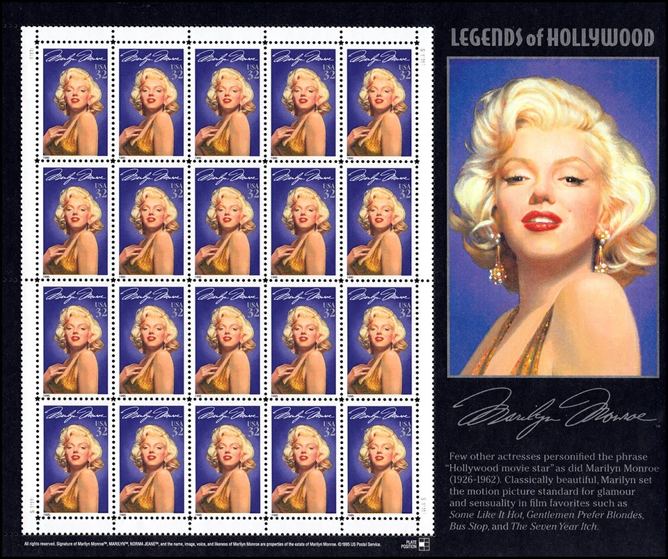 USA - Kleinbogen 2570 Legends of Hollywood: Marilyn Monroe, ** - Bild 1 von 1
