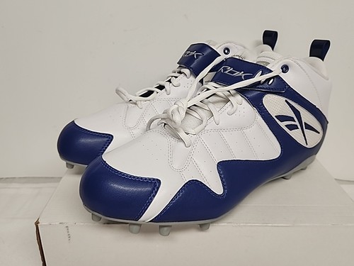 New Reebok High Top Football Cleats Shoes Reebok Size 15 White And Blue - Picture 2 of 8