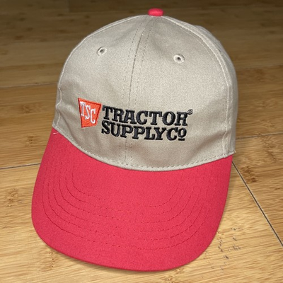 #ad Tractor Supply Co TSC Beige Khaki Red Basic Promo Store Adjustable Hat Cap Clean $7.61
