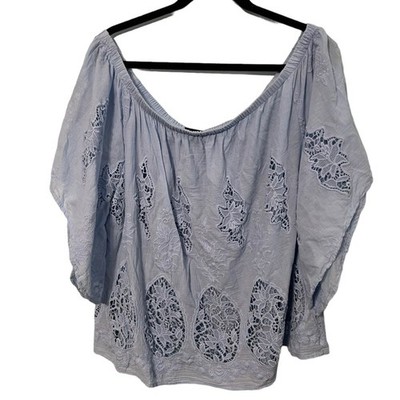 Lane Bryant Blue Short Butterfly Sleeve Pull Over Top Size 18/20