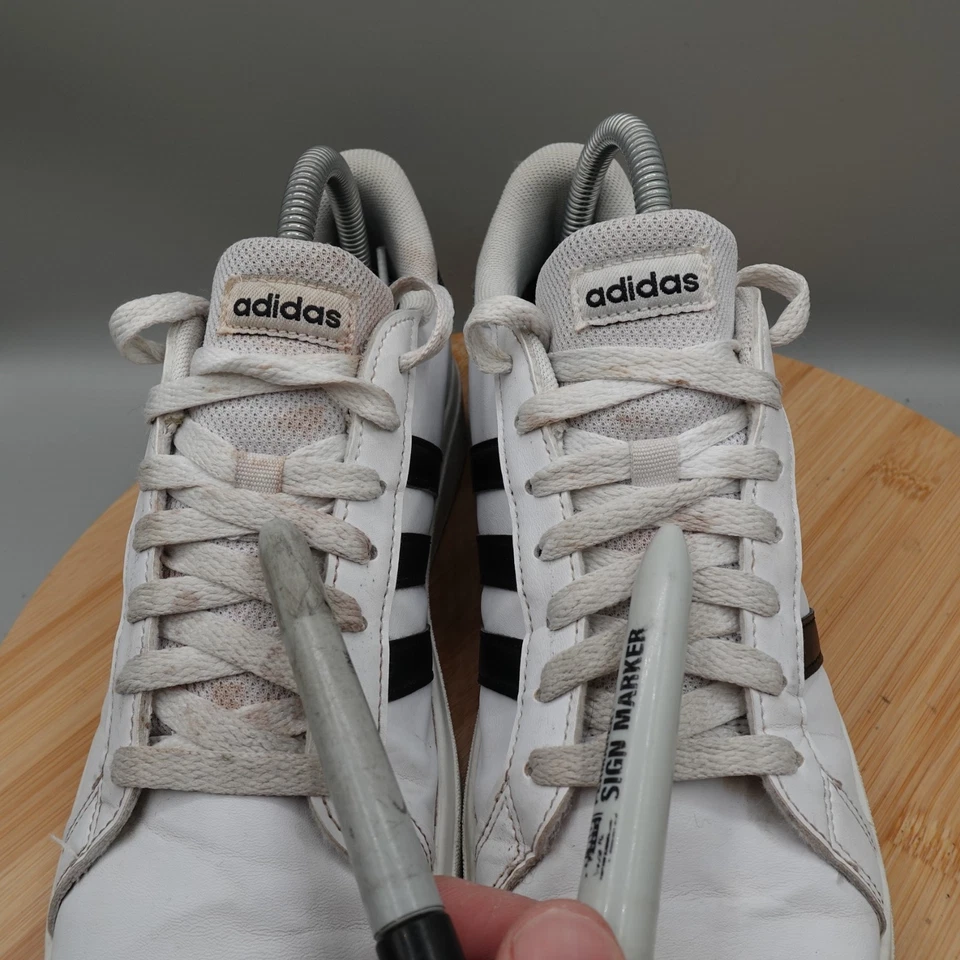 Adidas Hombres 6 Mujeres 7.5 Grand Court 2.0 Blanco Negro Rayas Tenis GW6511 Defectos Foto 3 de 4