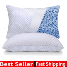 Cooling Adjustable Shredded Memory Foam Pillows Queen Size Set of 2 - Tempera...