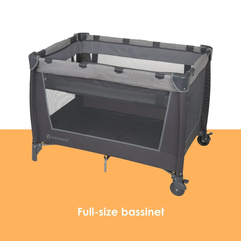 Nursery Center Playard Simply Smart W/ Bassinet & Travel Bag Portable Grey New - Изображение 4 из 4