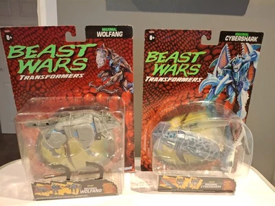 Transformers Beast Wars Cybershark + wolfang Hasbro Kenner Shark wolf Maximal - Image 1 of 4