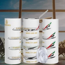 Emirates Airline Travel Souvenir Tumbler 20 oz Emirate's Fleet Gift Idea W Straw