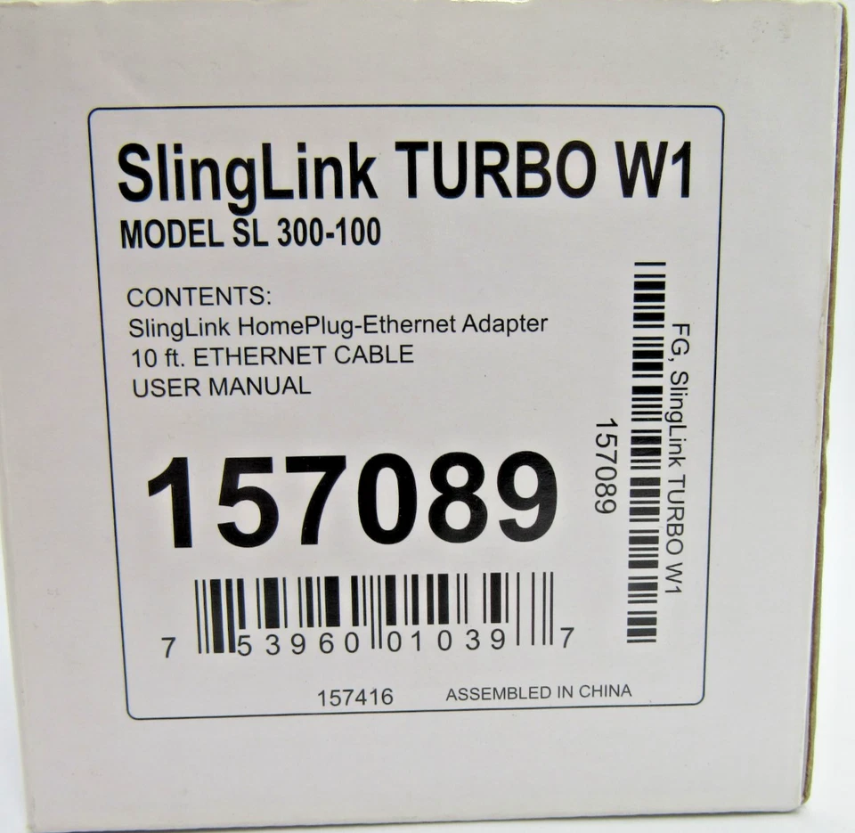 Homeplug-Ethernet Adapter SlingLink Turbo W1 Model SL300-100 57089 Open Box - Image 2 of 4