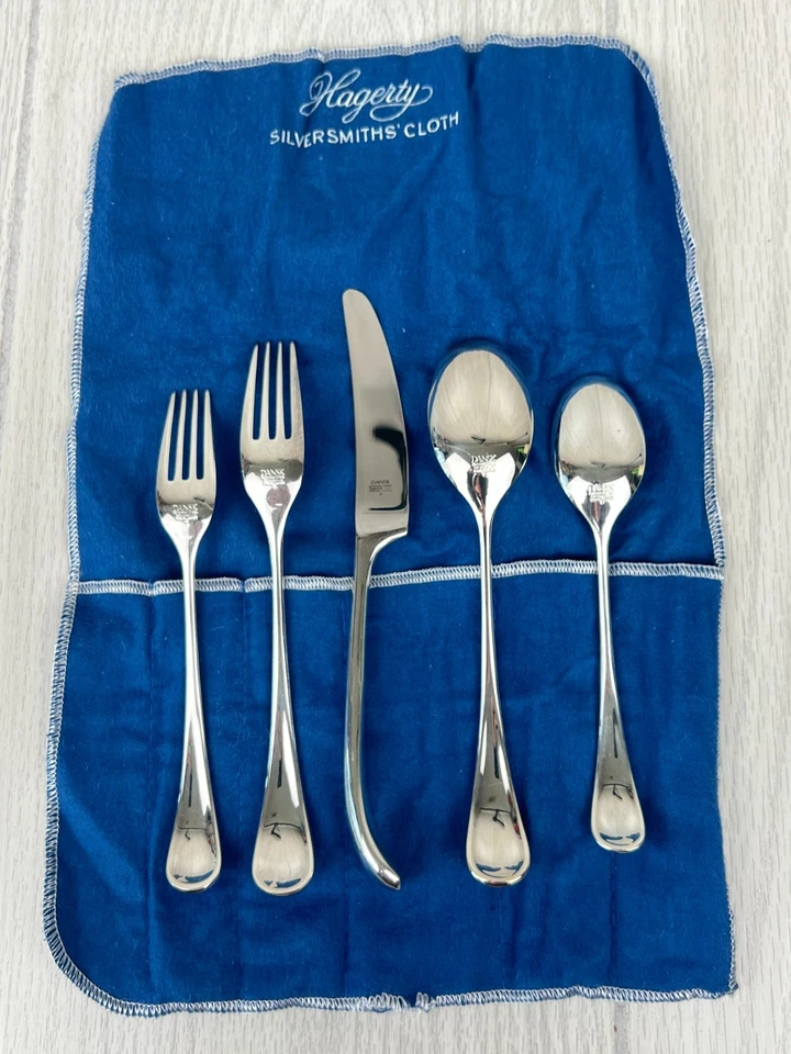 De colección Dansk Torun Plateado Plateado Ajuste de Lugar (5 piezas) con Bolsa de Almacenamiento Japón Foto 2 de 4