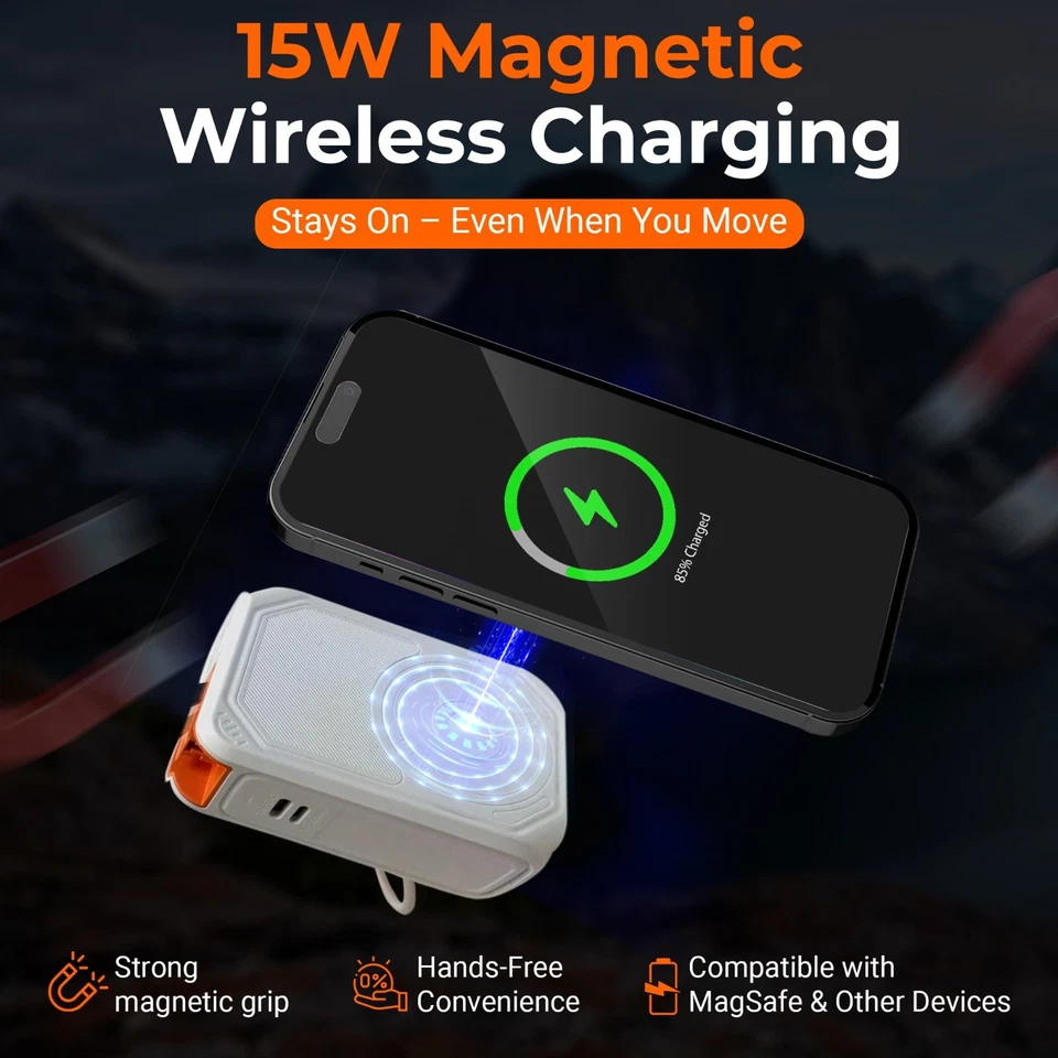 Banco de Alimentación Magnético 5 en 1 VOLTEFY, 10000mAh, Cables Incorporados y Enchufe de CA 22.5W Foto 3 de 4