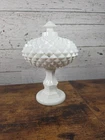 Vintage Westmoreland White Milk Glass Saw Tooth Diamond Covered Candy Compote...