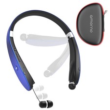 Foldable Bluetooth Headphones Wireless Neckband Headset with Retractable Earbuds
