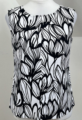 Luisa Cerano Baumwolle Bluse Top schwarz weiß geblümt Größe 10 Cottagecore adrett