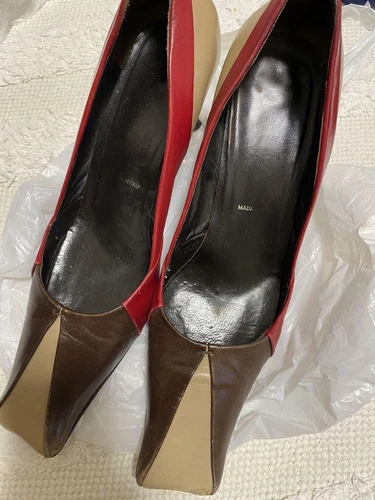 Escarpins PRADA talon cuir multicolore EU37/US7 authentiques du Japon
