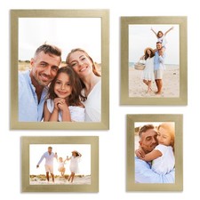 4 Piece Gallery Wall Frame Set, 8x10 Inch, 5x7 Inch, and 4x6 Inch, Gold