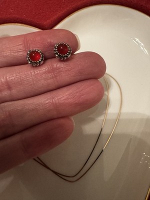 Original Pandora Ohrringe Silber Januar Roter Granat Geburtsstein 290543GR NO BKS