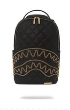 Sprayground Black Quilted Shark Backpack Gold Chain Limited Edition