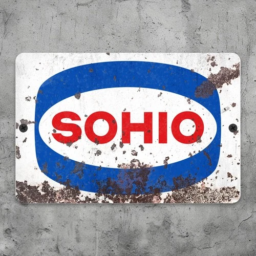 SOHIO Gasoline Metal Sign Vintage Antique Replica 12"x8" Gas Station Sign