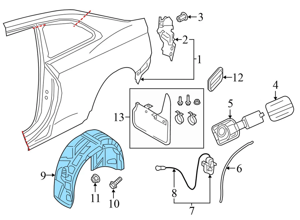 AUDI RS5 SPORTBACK 2019 - forro de guardabarros trasero izquierdo/cubierta de carcasa de rueda Foto 4 de 4