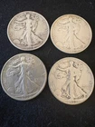 1928 S, 1929 D, 1929 S, 1933 S Walking Liberty half dollars very/extra Fine