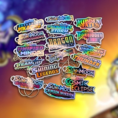 Pokemon Binder Tag Keychains - Sun & Moon Series Sets - You Choose