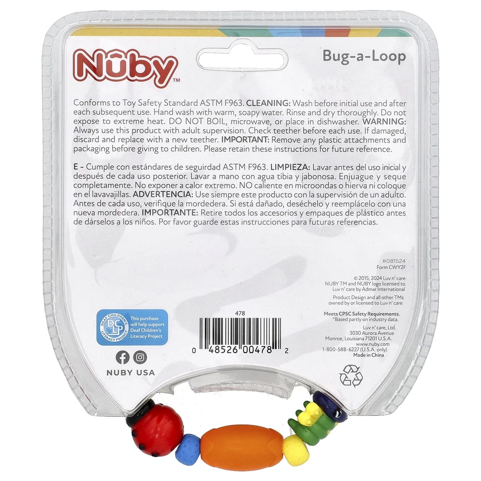 Nuby Soothing Teether Bug-a-Loop 3 Months 1 Soothing Teether BPA-Free - Image 2 of 3