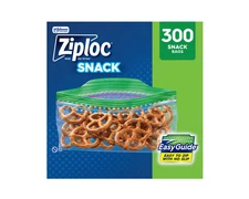 Ziploc Snack Bags 300 Ct Grip 'n Seal Top Resealable Storage BPA-Free