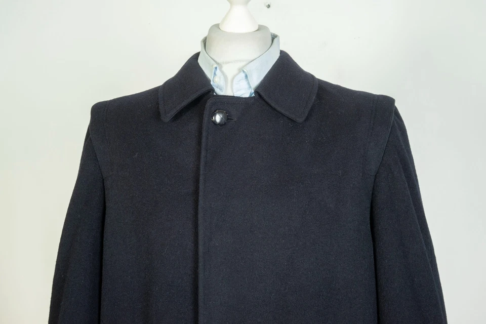 Burberry London Vintage Navy Men's Viscose Wool Trench Coat Jacket Size UK 50 - Image 2 of 4