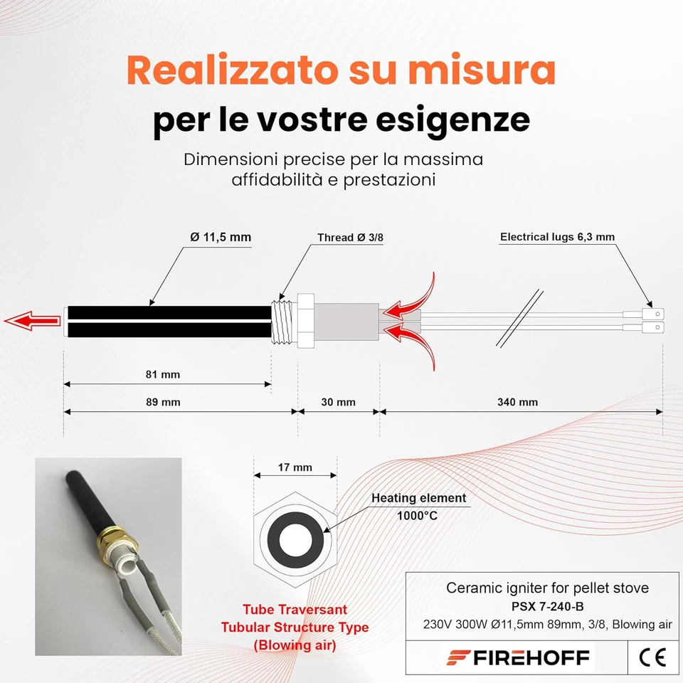 Candela in Ceramica per Stufa a Pellet - Speciale JOLLY MEC/HAAS+SOHN/BESTOVE/DE - Immagine 3 di 4