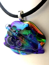 Dichroic Scuptured Fused Glass Pendant / Focal Piece / Handcrafed - TL Gallego 
