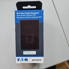 Eaton WFTRCR15 Smart Wi-Fi 15A receptacle Brown works w/Alexa 250 available