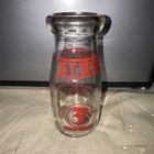 Vintage Staunton Creamery VA Half Pint Glass Milk Bottle Red Pyro ACL 3¢ Deposit