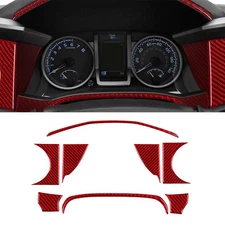 8Pcs For Toyota Tacoma Red Carbon Fiber Interior Speedometer Surround Cover Trim