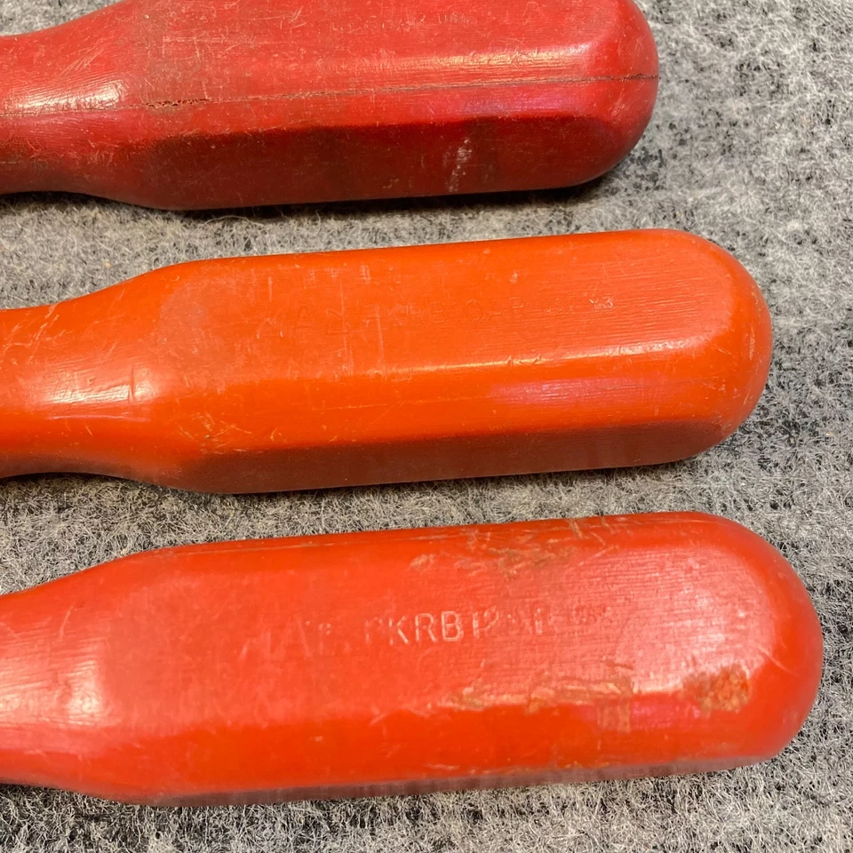 Mac Tools Screwdriver Lot 3 Pc Flat Slotted Hard Red Handle 12" 10" & 8" USA - Image 3 of 4