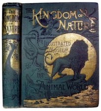1900 ANTIQUE NATURAL HISTORY BOOK WILD ANIMALS BIRDS REPTILES LION JUNGLE SAFARI