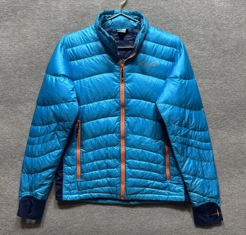 PHENIX Lightweight Puffer Goose Down Jacket Men's Large Blue Full Zip FLAWS - product listing photo