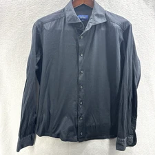 Eton Slim Fit Shirt Mens XL Four-Way Stretch Button Black Preppy Quiet Luxury