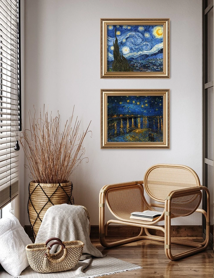 DECORARTS- Starry Night &Starry Night Over the Rhone, Framed Canvas Wall Art Set - Image 3 of 4
