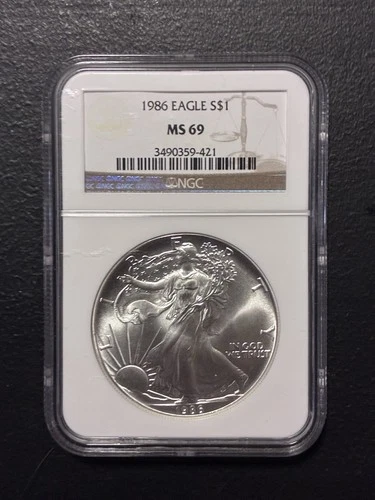 1986 U.S. Mint American Silver Eagle NGC MS69 1 OZ Silver