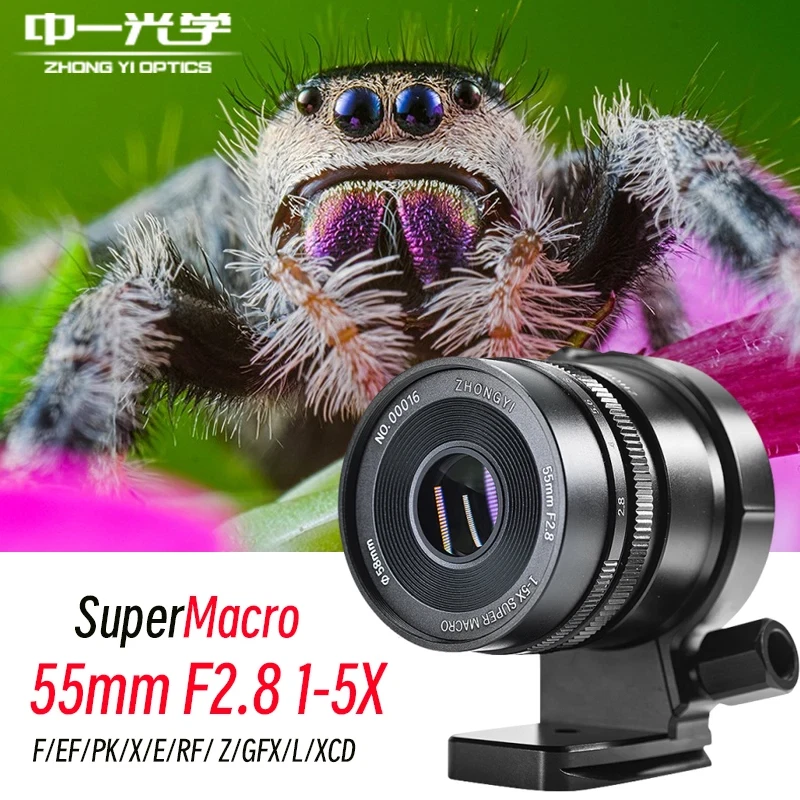 ZHONGYI 55mm F2.8 1-5x Macro Lens Full Frame fr Canon Nikon Sony Fuji Hasselblad - Image 2 of 4