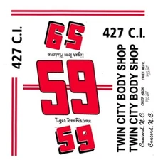 #59 Tom Pistone 1964 Ford Twin City Body Shop  1/25th - 1/24th Scale Decals