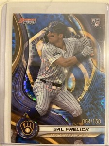 2024 Bowmans Best SAL FRELICK ROOKIE 064/150 BLUE X-FRACTOR # 37 BREWERS
