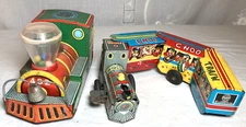 Lot 2 Vtg Tin Toy Trains (Japan) Modern Toys Fairy Land / Line Mar Choo Choo