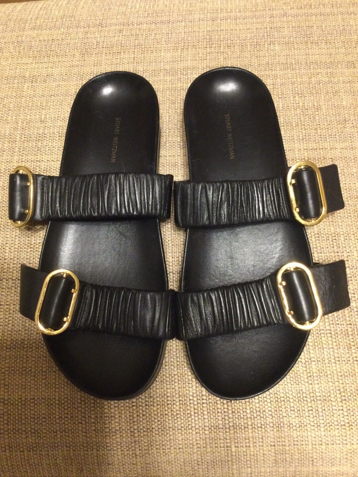 Authentic Stuart Weitzman Black Leather Double Bu… - image 1