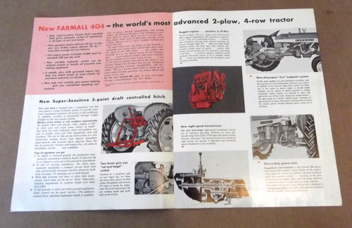 IH International Harvester McCormick Farmall 404 Tractor Sales Brochure 4 Pgs - Picture 2 of 3