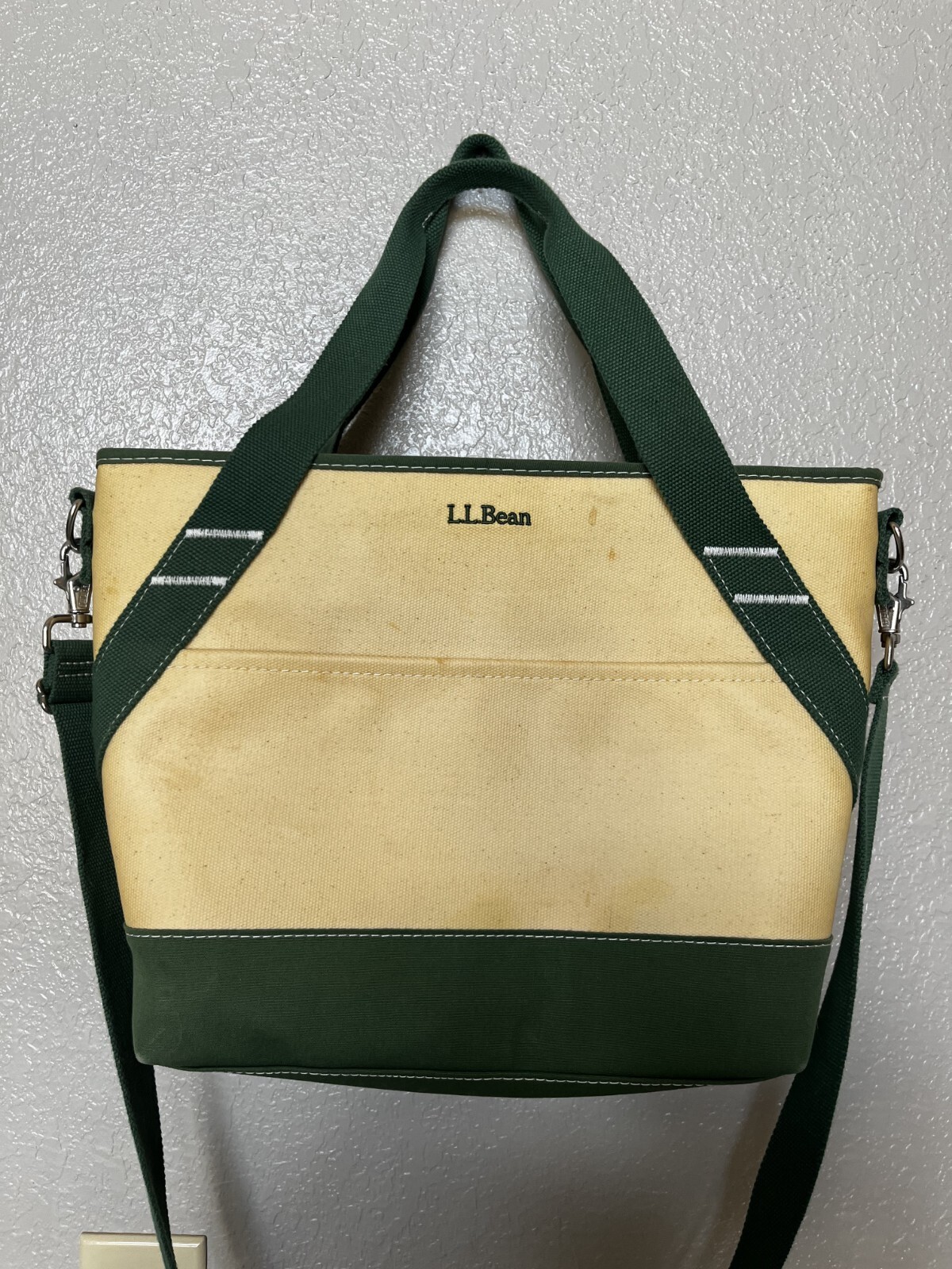 L.L.Bean Insulated Khaki Blue Waxed Canvas Tote Bag for Outdoors #301130