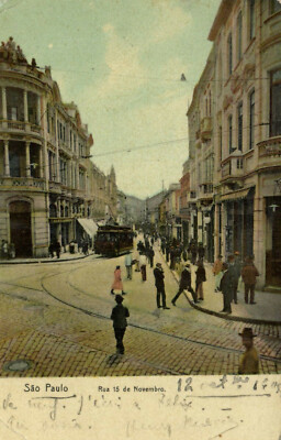 PC BRASILIEN, SAO PAULO, RUA 15 DE NOVEMEMBER, VINTAGE POSTCARD (B20431)