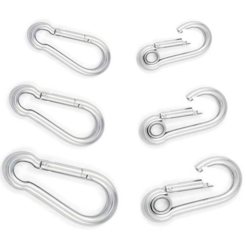 Carabiner Clip Snap Hook Spring Loaded A4 Stainless Steel Eyelet