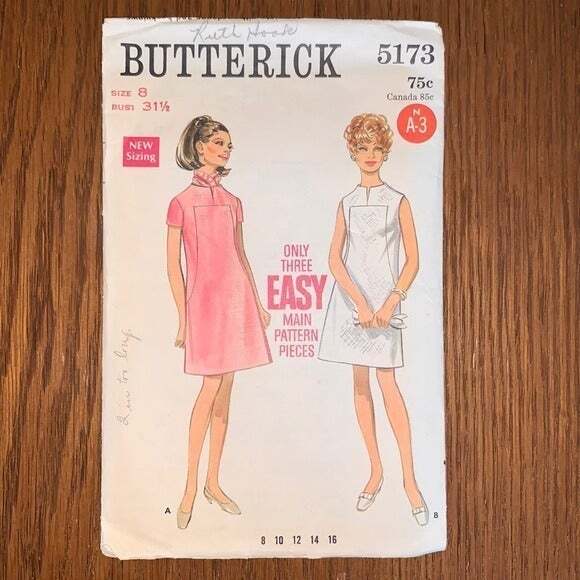 Vtg Butterick 60s/70s shift dress pattern | eBay